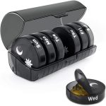 IBAMA Weekly Travel Pill Organizer, Large Capacity 14 Compartments 7 Days Pill Cases, Vitamin and Medication Pill Box for 2 Times a Day (Black)