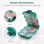 LA LUSH Portable Pills Box Organizer Medicine Storage Box Double Layer 10 Grids Tablet Organiser to Hold Vitamins Cod Liver Oil Supplements and Medication for Travel Work.