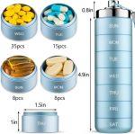 KOWVOWZ Metal Travel Pill Organizer, Weekly Waterproof Metal Pill Case, Portable 7 Day Vitamin Organizer Stackable for Hiking Camping Vitamin Fish Oil Supplement
