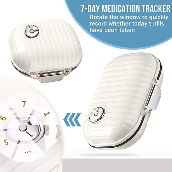 Travel Pill Organizer, 2 Pack Portable Pill Box 7 Day Small Pill Case Moisture Proof Daily Medicine Vitamin Container for Vitamins, Supplements Medication Tracker Travel Essentials (Small+ Large)