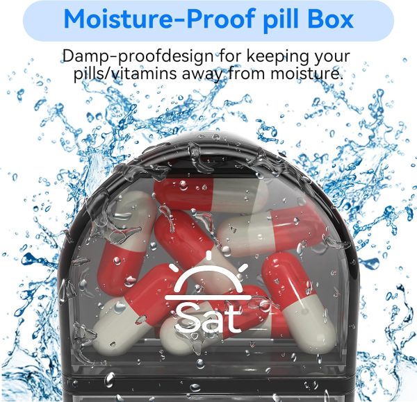 Adinomiency Pill Organizer，Pill Box，2 Times a Day，Travel Pill case，for Medication/Vitamin/Fish Oil/Supplements (Black)