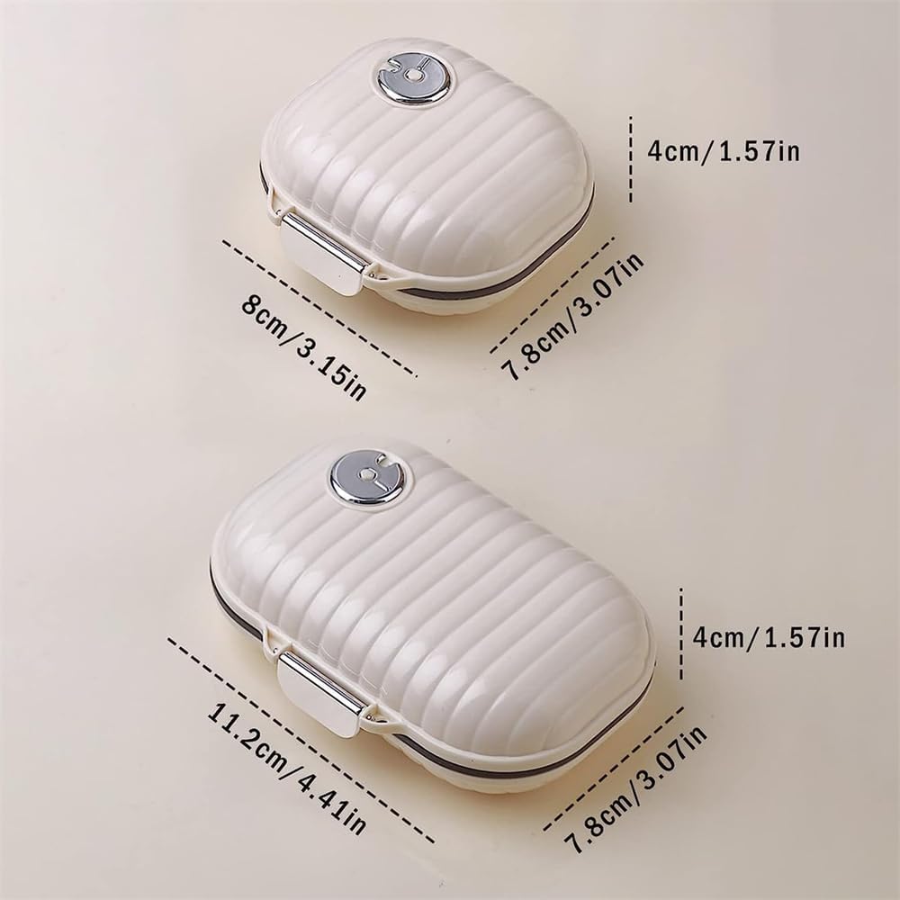 Travel Pill Organizer, 7 Compartments Portable Pill Case, Moisture Proof Small Pill Box for Pocket Purse Daily Pill Case, Portable Medicine Vitamin Holder Container, Travel Essentials, 1 Small+1 Large