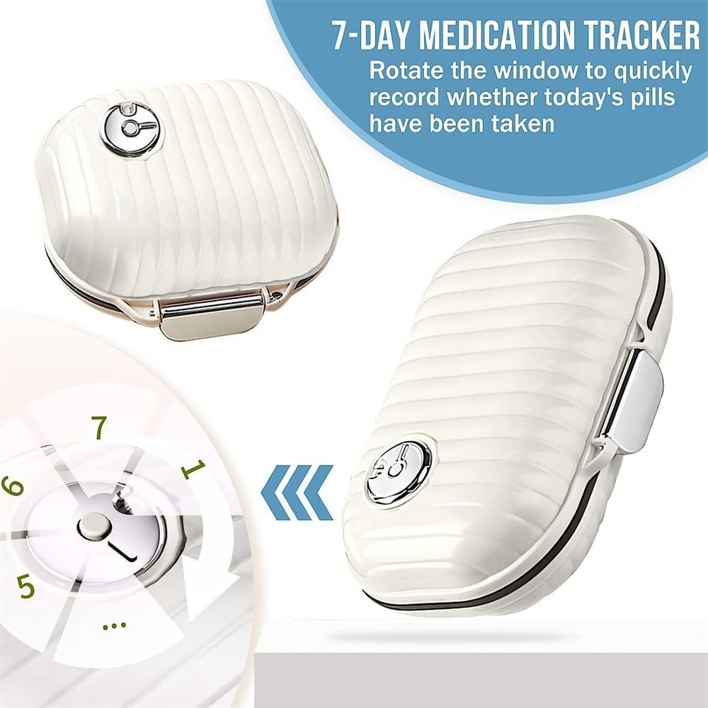 Travel Pill Organizer, 7 Compartments Portable Pill Case, Moisture Proof Small Pill Box for Pocket Purse Daily Pill Case, Portable Medicine Vitamin Holder Container, Travel Essentials, 1 Small+1 Large