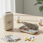 Portable Pill Organizer 7 Compartment Mini Pill Box Travel Medicine Storage Case Weekly Medication Dispenser for Vitamins Supplements White