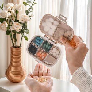 Compartment Portable Medicine Box, Travel Pill Storage Box, 8 Compartments, Suitable for Daily and Travel Medicine Carrying.