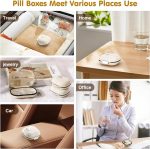 Travel Pill Organizer, 7 Compartments Portable Pill Case, Moisture Proof Small Pill Box for Pocket Purse Daily Pill Case, Portable Medicine Vitamin Holder Container, Travel Essentials, 1 Small+1 Large