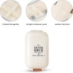 Portable Pill Organizer 7 Compartment Mini Pill Box Travel Medicine Storage Case Weekly Medication Dispenser for Vitamins Supplements White