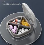 Small Pill Case, Travel Pill Box, Portable Pill Organizer, Pill Container for Pocket 4 Compartments, Daily Compact Travel Medicine Holder for Vitamins Medication (Purple)