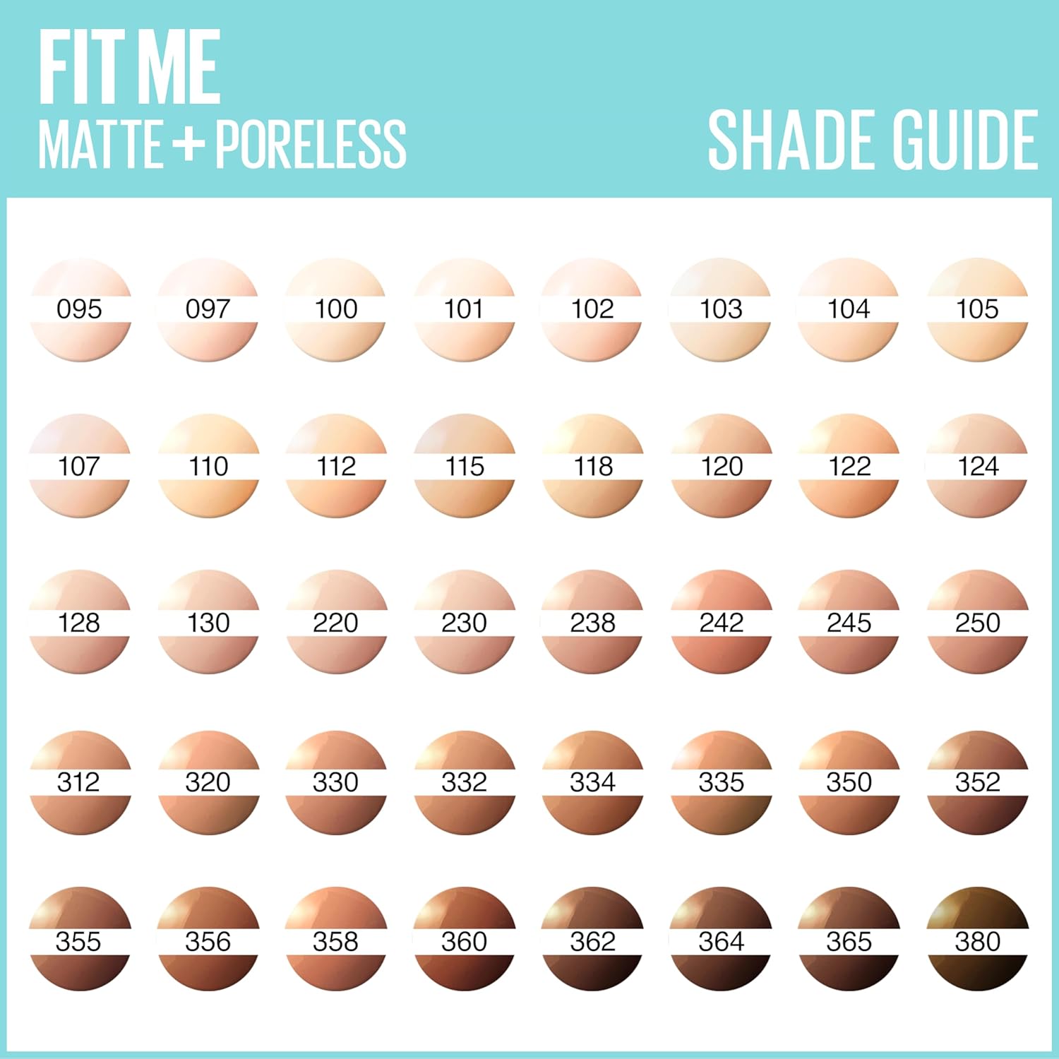 Maybelline New York Liquid Foundation, Matte & Poreless, Full Coverage and Blendable, Normal to Oily Skin, Fit Me, 110 Porcelain