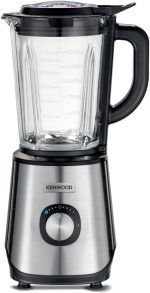 Kenwood Glass Blender 1000W Power Blender Smoothie Blender/Smoothie Maker 1.5L with Grinder Mill, Chopper Mill, Ice Crush Function BLM45.720SS Black/Silver