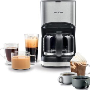 Kenwood Coffee Machine Up To 12 Cup Coffee Maker For Drip Coffee And Americano 900W 40 Min Auto Shut Off, REUSable Filter, Anti Drip Feature, Warming Plate And Easy To Clean Cmm10.000Bm Black/Silver