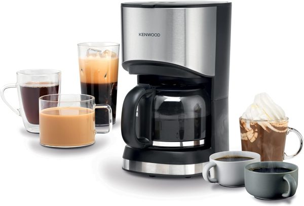 Kenwood Coffee Machine Up To 12 Cup Coffee Maker For Drip Coffee And Americano 900W 40 Min Auto Shut Off, REUSable Filter, Anti Drip Feature, Warming Plate And Easy To Clean Cmm10.000Bm Black/Silver