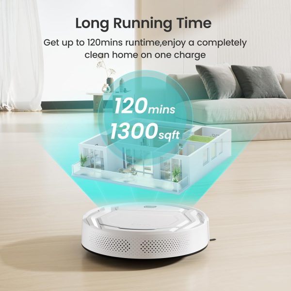 Lefant Robot Vacuum Cleaner, Strong 2200Pa Suction, 120 Mins Runtime, App/Alexa Control, Super Thin, Self-Charging Robotic Vacuum, Ideal for Pet Hair Hard Floor Low Pile Carpet(M210)