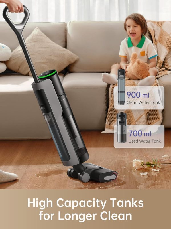 Dreametech H12 Pro Wet Dry Vacuum Cleaner, Smart Floor Cleaner Cordless Vacuum and Mop for Hard Floors, One-Step Edge to Edge Cleaning with Hot Air Drying