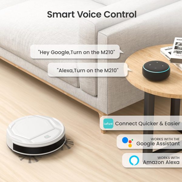 Lefant Robot Vacuum Cleaner, Strong 2200Pa Suction, 120 Mins Runtime, App/Alexa Control, Super Thin, Self-Charging Robotic Vacuum, Ideal for Pet Hair Hard Floor Low Pile Carpet(M210)