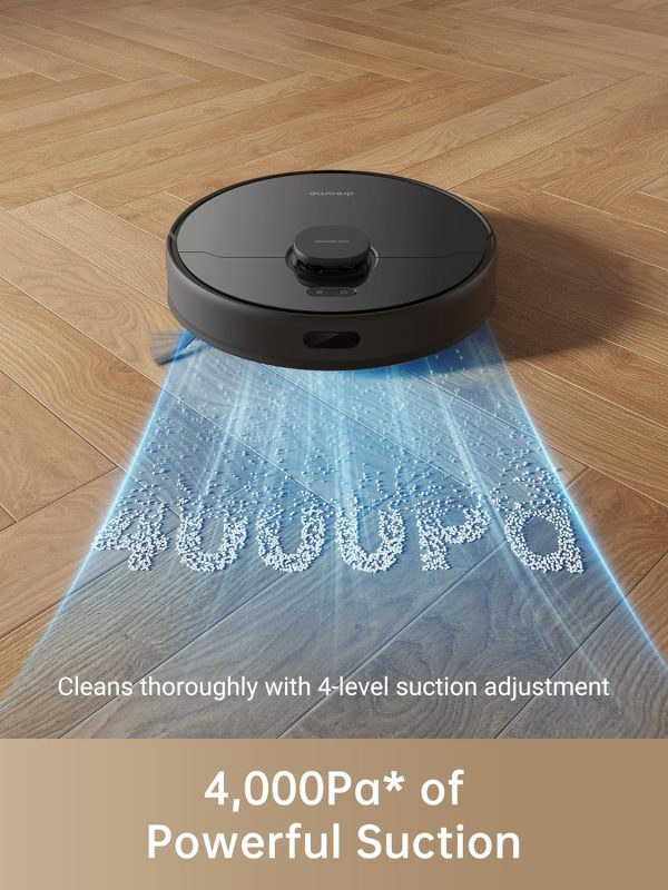 Dreametech D9 Max Robot Vacuum Cleaner and Mop, 4000Pa Strong Suction, Vacuum Robot Sweep and Mop 2-in-1, 150min Runtime, Multi-floor Mapping, Lidar Navigation, Alexa/App/WIFI Control