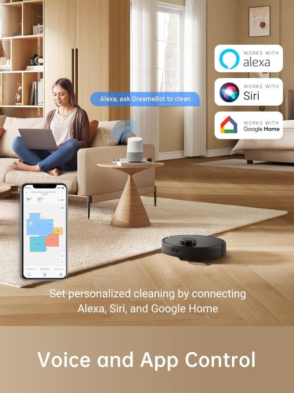 Dreametech D9 Max Robot Vacuum Cleaner and Mop, 4000Pa Strong Suction, Vacuum Robot Sweep and Mop 2-in-1, 150min Runtime, Multi-floor Mapping, Lidar Navigation, Alexa/App/WIFI Control