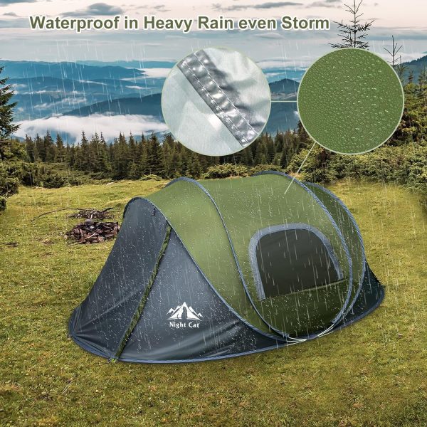 Night Cat Upgraded Pop up Tent 2-4 Persons Easy Setup in 3 Seconds Instant Camping Tent with Porch Automatic Foldable Waterproof Beach Package 40% Smaller