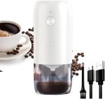 XVersion Coffee Grinder Electric, Electric Coffee Grinder Machine, مطحنة قهوة Coffee Bean Grinder Wireless w/Cleaning Brush and Removable Bowl, Adjustable Grinder Setting and Rechargeable Pearl White