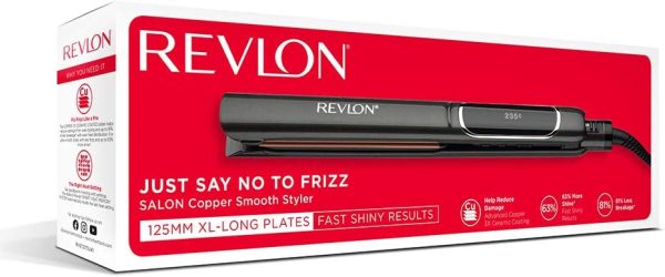 Revlon RVST2155 Hair Straightener Perfect Heat Copper 25 MM Straightener,Ceramic flat iron, 30 LCD settings