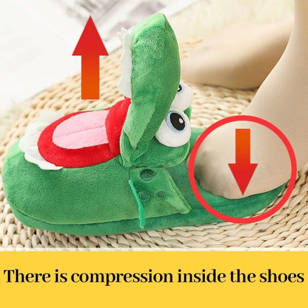 kaguster Women Funny Crocodile Slippers, Crocodile Mouth Open Cute Slipper,Soft Winter Warm House Slipper for Women Men Kids