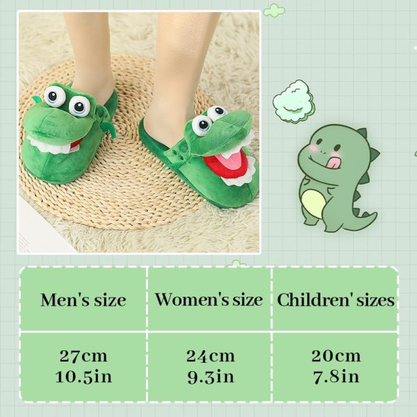 kaguster Women Funny Crocodile Slippers, Crocodile Mouth Open Cute Slipper,Soft Winter Warm House Slipper for Women Men Kids