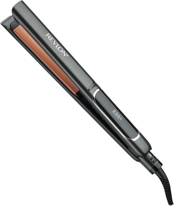 Revlon RVST2155 Hair Straightener Perfect Heat Copper 25 MM Straightener,Ceramic flat iron, 30 LCD settings