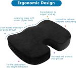 Gluckluz Coccyx Seat Cushion Orthopedic Chair Pad Pain Relief Memory Foam Cushion with Cover for Office Chair Car Tailbone Sciatica Wheelchair (Black)