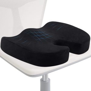 Gluckluz Coccyx Seat Cushion Orthopedic Chair Pad Pain Relief Memory Foam Cushion with Cover for Office Chair Car Tailbone Sciatica Wheelchair (Black)