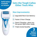 Electric Foot Callus Remover: Rechargeable Foot Scrubber File CR900 by Own Harmony - Best Pedicure Tools w 3 Rollers, Professional Pedi Feet Care Sander for Cracked Heels and Dead Skin (USB Cable)