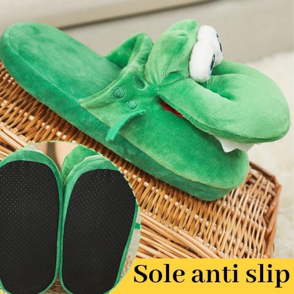 kaguster Women Funny Crocodile Slippers, Crocodile Mouth Open Cute Slipper,Soft Winter Warm House Slipper for Women Men Kids