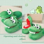 kaguster Women Funny Crocodile Slippers, Crocodile Mouth Open Cute Slipper,Soft Winter Warm House Slipper for Women Men Kids