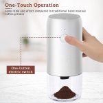 XVersion Coffee Grinder Electric, Electric Coffee Grinder Machine, مطحنة قهوة Coffee Bean Grinder Wireless w/Cleaning Brush and Removable Bowl, Adjustable Grinder Setting and Rechargeable Pearl White