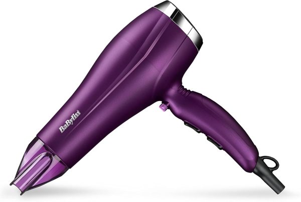 BaByliss Velvet Orchid 2300 DC Hair Dryer, Built-in 3 Heat & 2 Speed Settings With Cool Shot, Ionic frizz-Control For Smooth Hair, Stylish Lightweight Design For Comfort Use, 5513PSDE