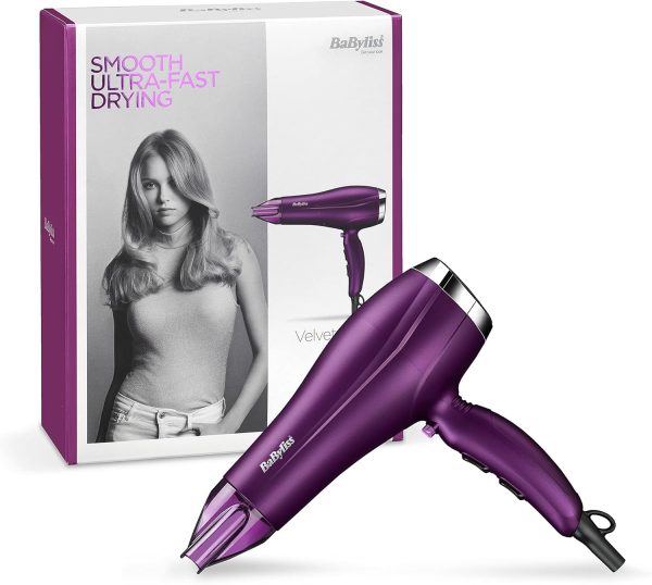 BaByliss Velvet Orchid 2300 DC Hair Dryer, Built-in 3 Heat & 2 Speed Settings With Cool Shot, Ionic frizz-Control For Smooth Hair, Stylish Lightweight Design For Comfort Use, 5513PSDE