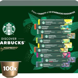 Starbucks Variety Pack of 10 Flavors by Nespresso Coffee Pods (Pack of 10, Total 100 Capsules) [Amazon Exclusive]