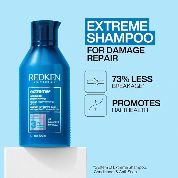 Redken Shampoo, For Damaged Hair, Repairs Strength & Adds Flexibility, Extreme, 300 Ml