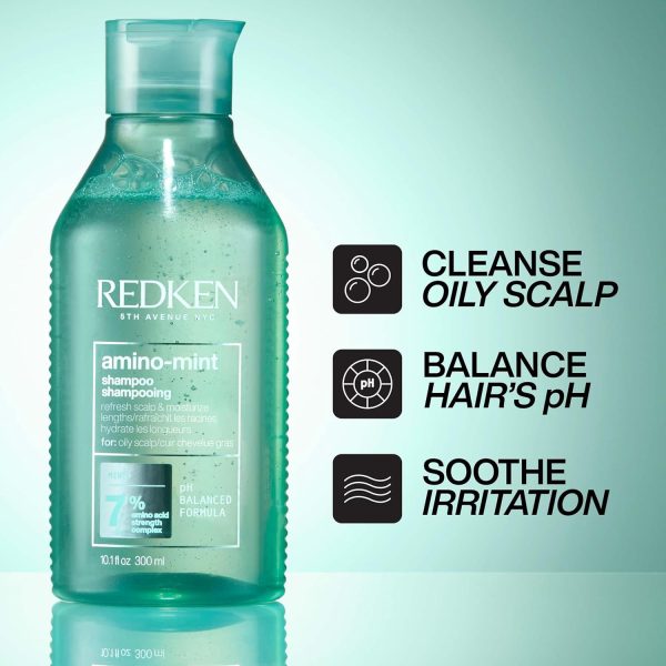 Redken Scalp Relief Shampoo, Soothing Formula, Cleanses And Purifies Greasy Hair And Sensitised Lengths, Refreshes The Roots And Adds No Weight, Amino Mint, 300 Ml