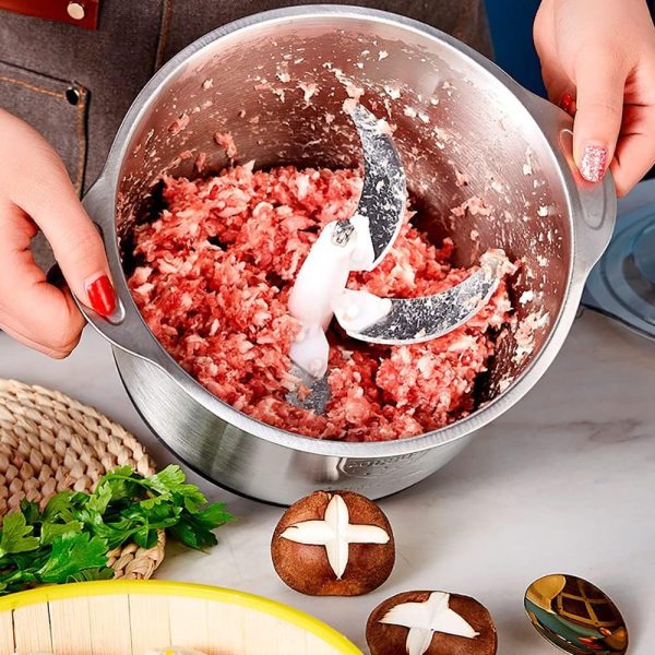 ECVV Food Chopper Meat Mincer 2L 500W Electric Meat Grinder Blender Mincer Mixer Meat Chopper Stainless Steel Electric Chopper Automatic Food Processor Machine