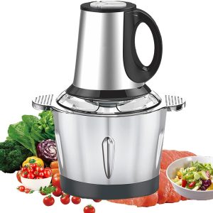 ECVV Food Chopper Meat Mincer 2L 500W Electric Meat Grinder Blender Mincer Mixer Meat Chopper Stainless Steel Electric Chopper Automatic Food Processor Machine
