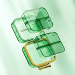 NALACAL 7 Compartments Portable Travel Pill Organizer, Moisture Proof Case for Purse, Small Container, Pocket Pharmacy, Medicine Vitamin Box, Fish Oil and Supplement Storage (Green)