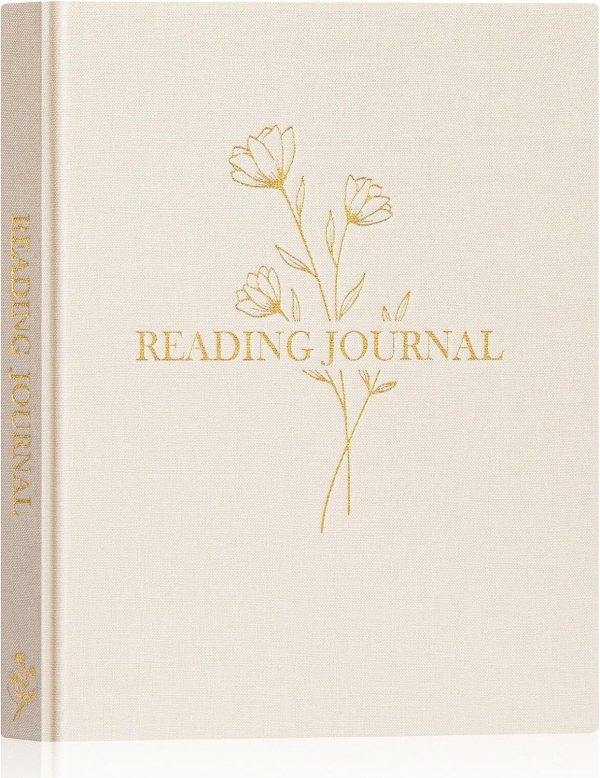 Lanpn Reading Diary & Book Journal, Linen Reading Journal Diary for Adults Book Lovers Book Club Themes Reading Notebook Bullet Journal Tracker for Collecting and Organising Your Books (Beige)