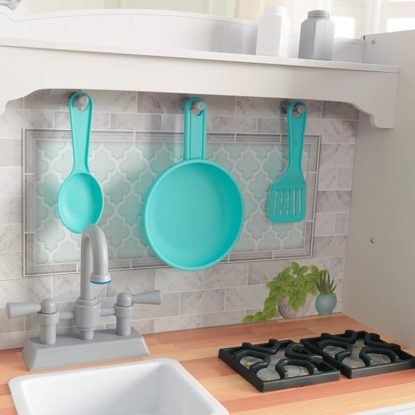 KidKraft Countryside Toy Kitchen, Wooden Play Kitchen with Fridge Magnets and Kitchen Accessories, Kids' Kitchen set with Ice Maker, Kids' Toys, 53424 - Amazon Exclusive