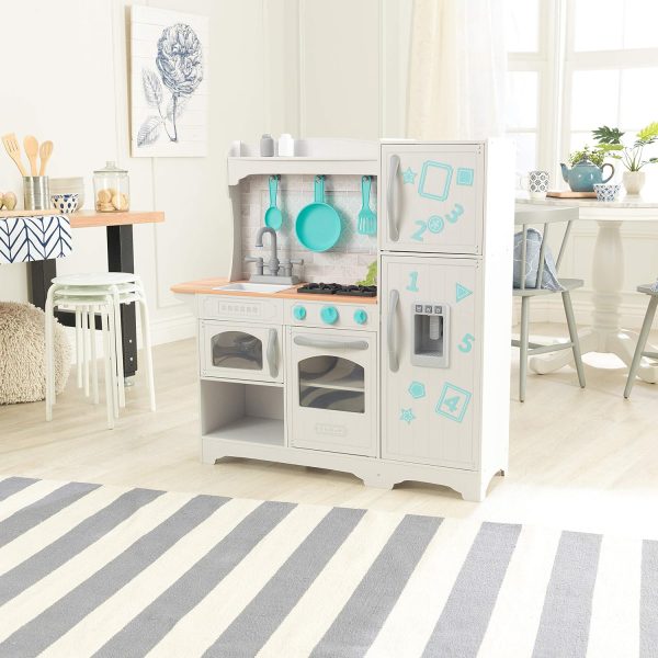 KidKraft Countryside Toy Kitchen, Wooden Play Kitchen with Fridge Magnets and Kitchen Accessories, Kids' Kitchen set with Ice Maker, Kids' Toys, 53424 - Amazon Exclusive