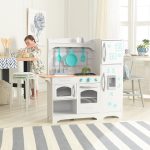 KidKraft Countryside Toy Kitchen, Wooden Play Kitchen with Fridge Magnets and Kitchen Accessories, Kids' Kitchen set with Ice Maker, Kids' Toys, 53424 - Amazon Exclusive