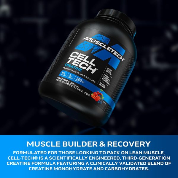 MuscleTech Cell Tech Creatine Research-Backed Muscle Builder for Faster Muscle Growth, Enhance Strength Performance & Improve Recovery Post-Workout Recovery Drink for Men & Women, Fruit Punch 6.00 lbs